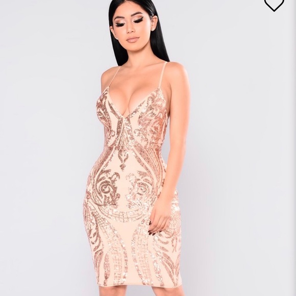 Rose Gold Sequin Dress Fashion Nova 2025